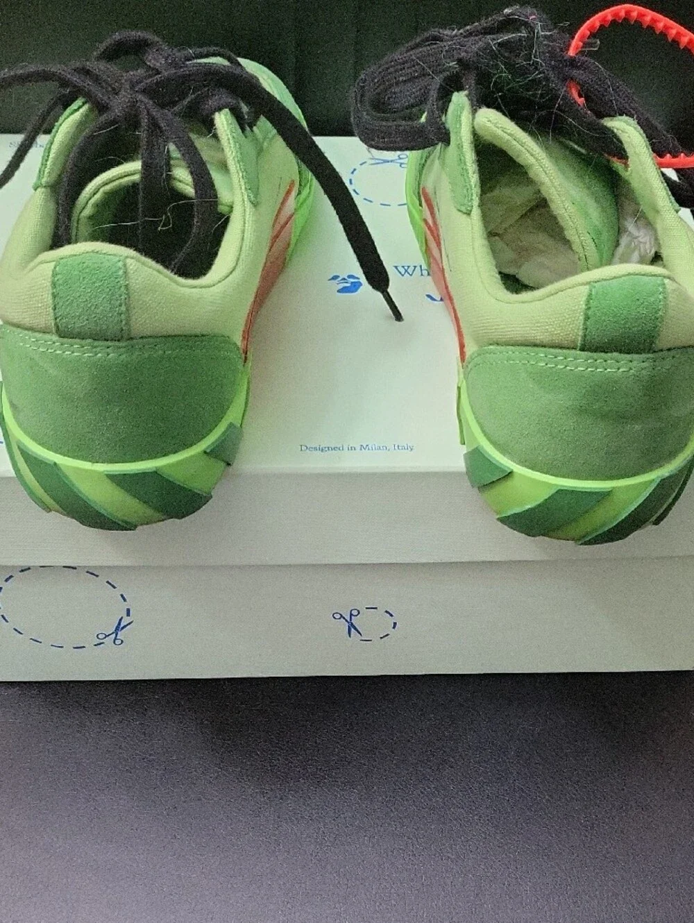 Off-White Green and Black Low-Top Sneakers